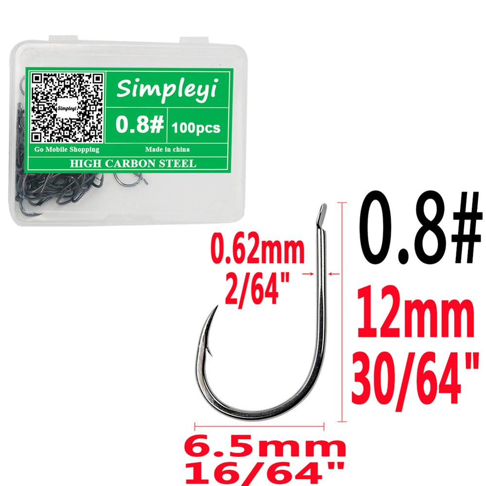 SIMPLEYI 100pcs Set Stainless-Steel Fishing Hooks