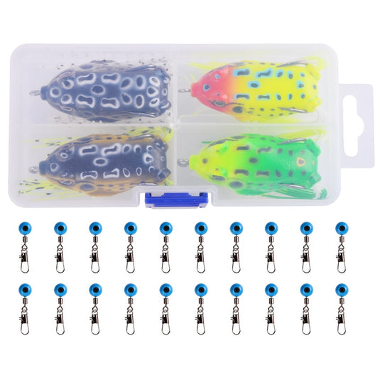 Soft Frog Fishing Lures 4 pcs + 20 space beans + 1 pvc box