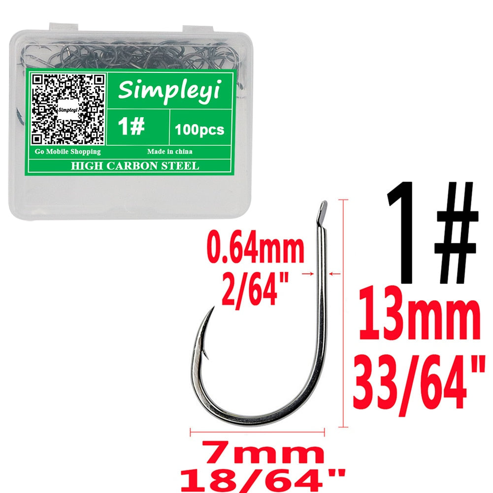 SIMPLEYI 100pcs Set Stainless-Steel Fishing Hooks