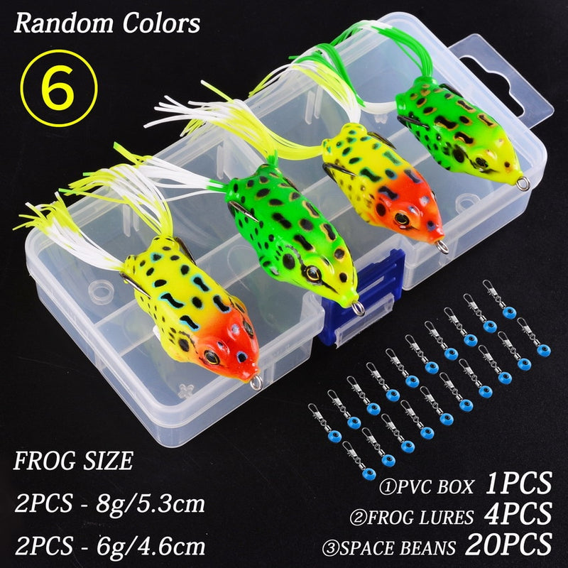 Soft Frog Fishing Lures 4 pcs + 20 space beans + 1 pvc box – Fish