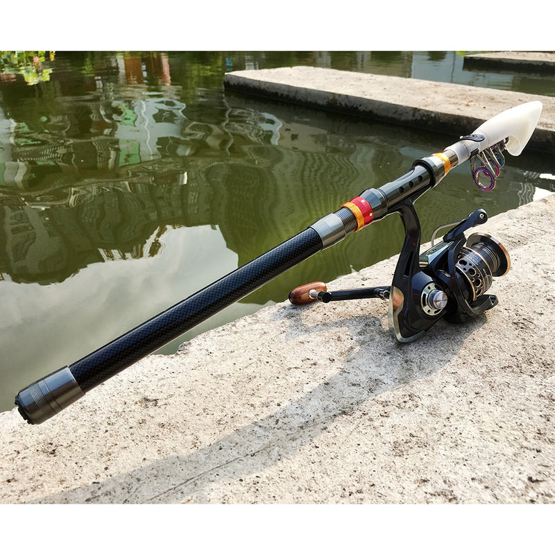 Mouhike Fishing Rod Reel Combo Full Kit Telescopic Fishing Pole Set Spinning Reel Line Lures Hooks And Fishing Carrier Bag Saltwater Freshwater