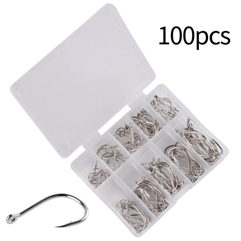 Load image into Gallery viewer, Set 100Pcs Stainless-Steel Fishing Hooks
