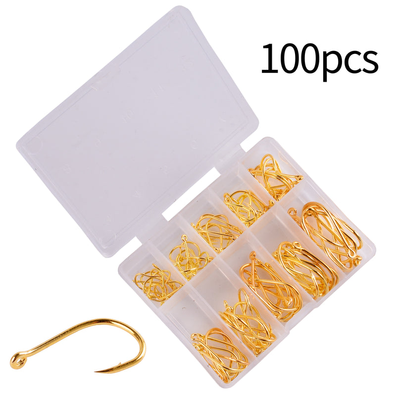 Load image into Gallery viewer, Set 100Pcs Stainless-Steel Fishing Hooks
