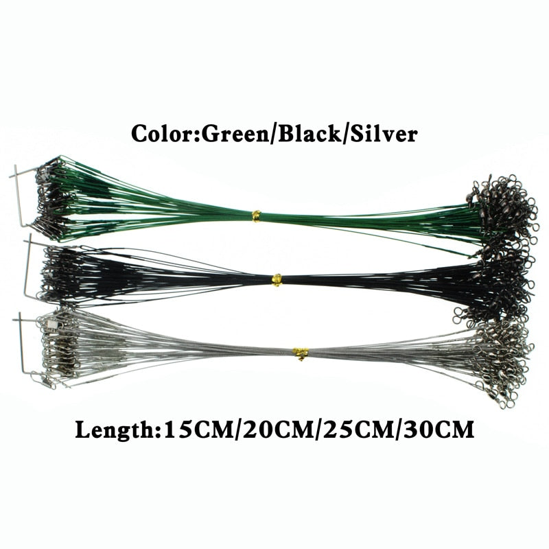 20pcs Fishing Line Steel Wire Leader with Swivel