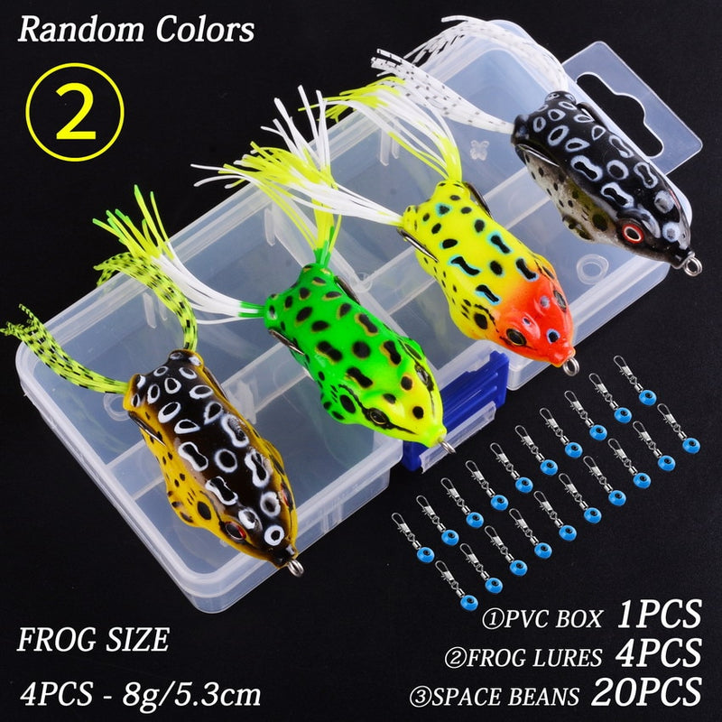 Load image into Gallery viewer, Soft Frog Fishing Lures 4 pcs + 20 space beans + 1 pvc box
