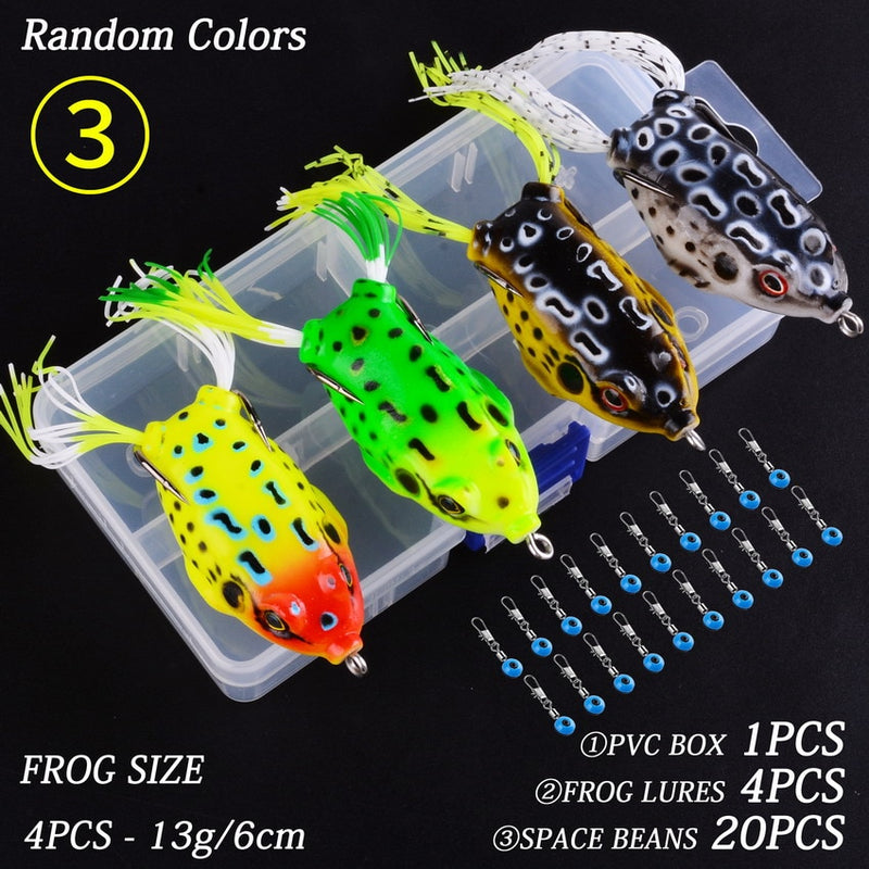 Load image into Gallery viewer, Soft Frog Fishing Lures 4 pcs + 20 space beans + 1 pvc box
