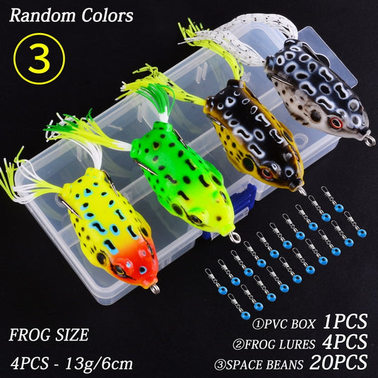 Soft Frog Fishing Lures 4 pcs + 20 space beans + 1 pvc box – Fish Wish Rod