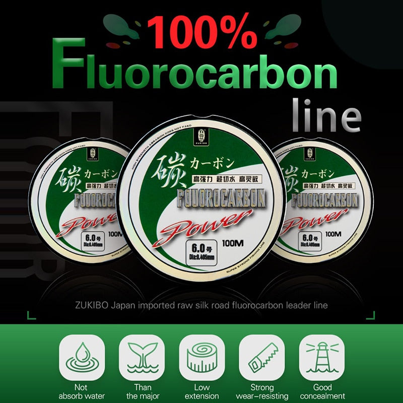 Load image into Gallery viewer, ZUKIBO Fluorocarbon Fishing Line 50M-100M
