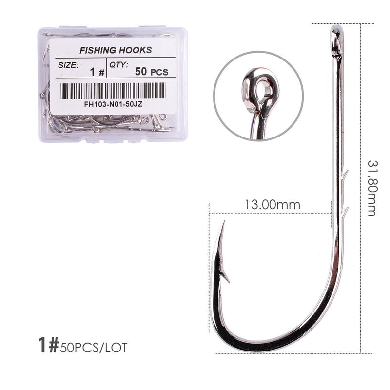 Load image into Gallery viewer, Box 50pcs Long Shank Fishing Hooks
