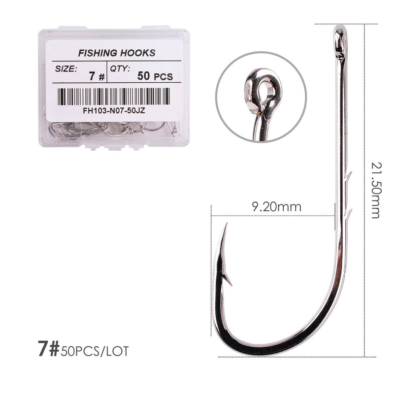 Load image into Gallery viewer, Box 50pcs Long Shank Fishing Hooks
